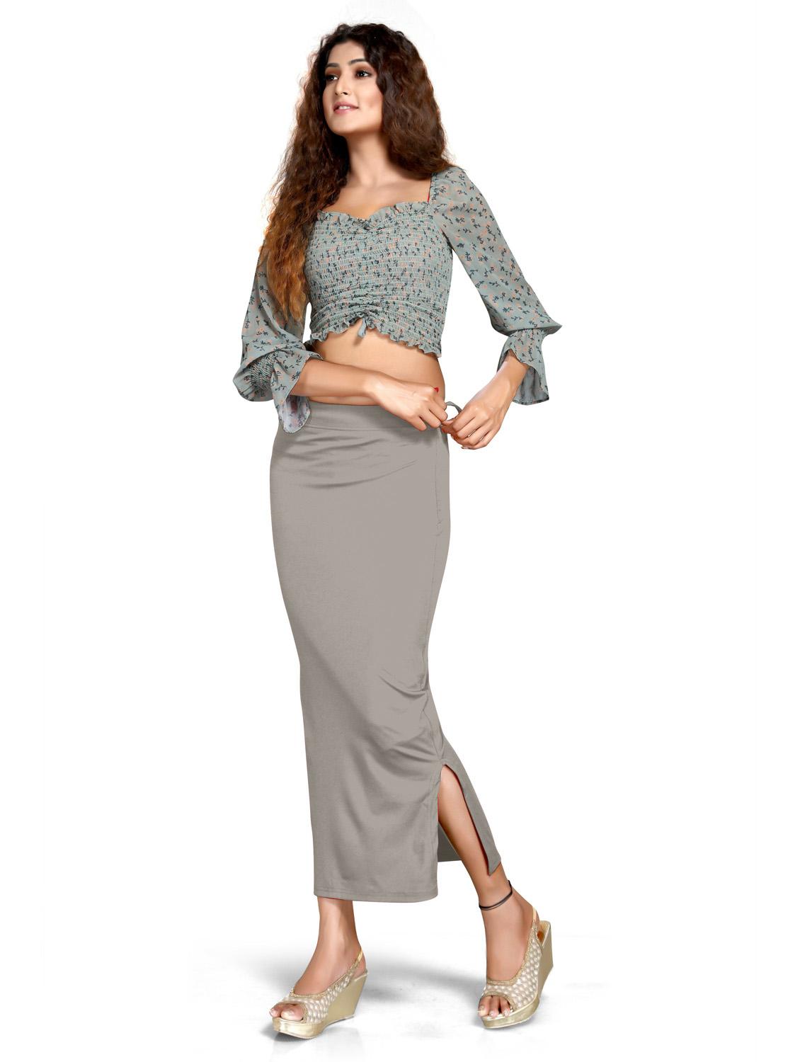 solid side slit saree shapewear - 20182813 - Standard Image - 4