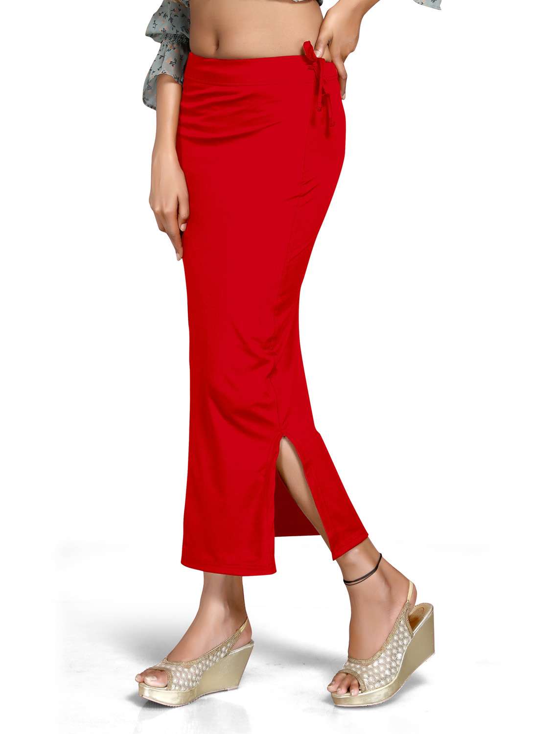 solid side slit saree shapewear - 20183212 -  Standard Image - 1