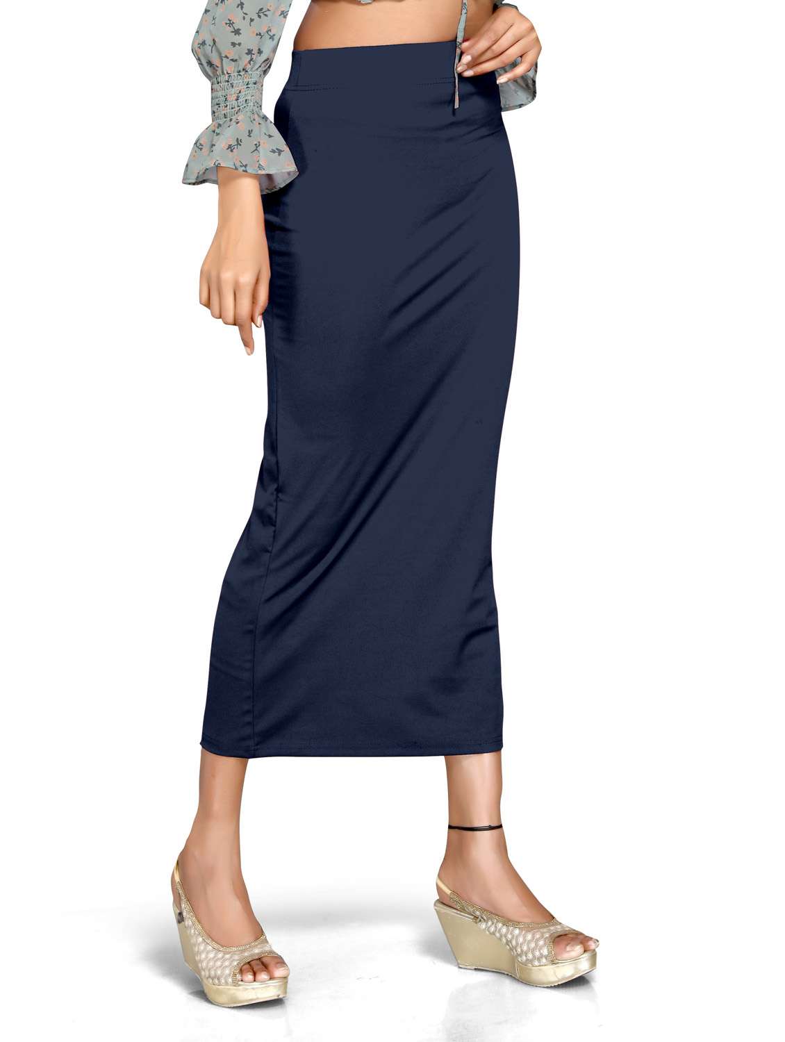 solid side slit saree shapewear - 20183216 -  Standard Image - 1