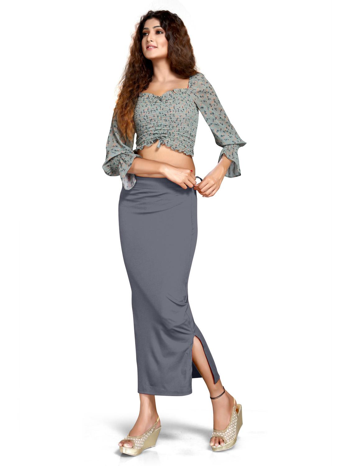 solid side slit saree shapewear - 20183220 - Standard Image - 4