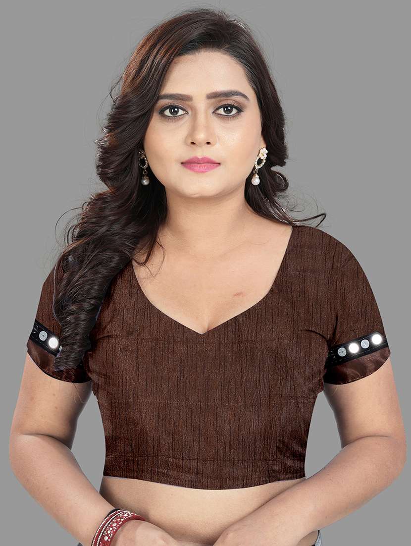 Women's Self Design Brown Colored Saree With Blouse - 20183675 -  Standard Image - 4