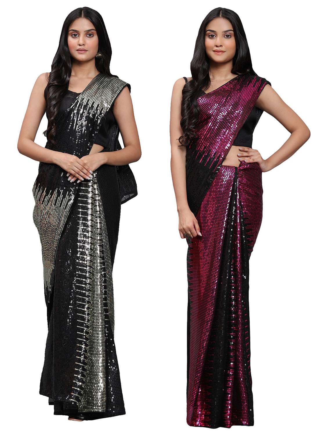 women pack of 2 party wear combo sarees with blouse