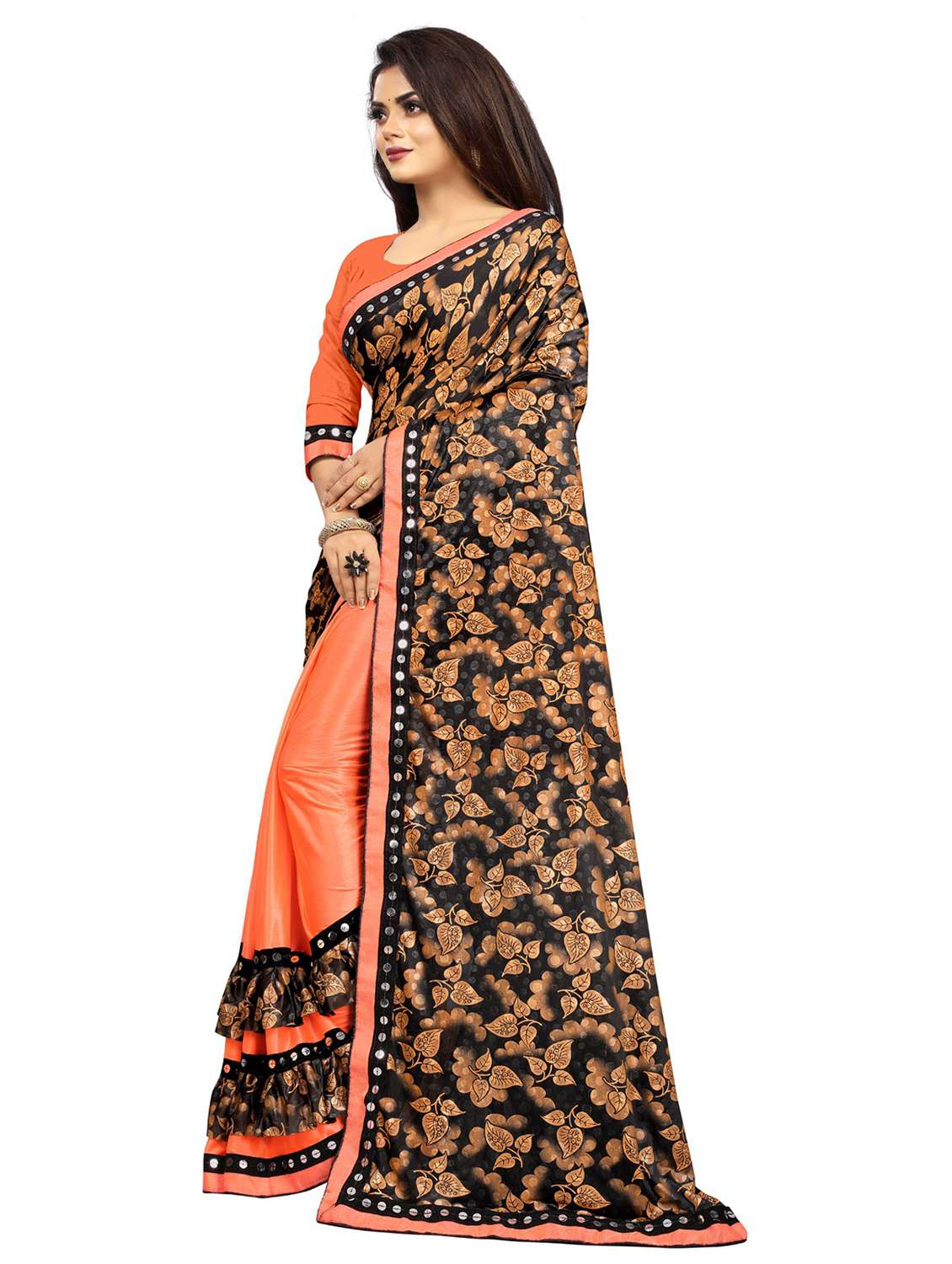 women's self design orange colored saree with blouse - 20183715 -  Standard Image - 1