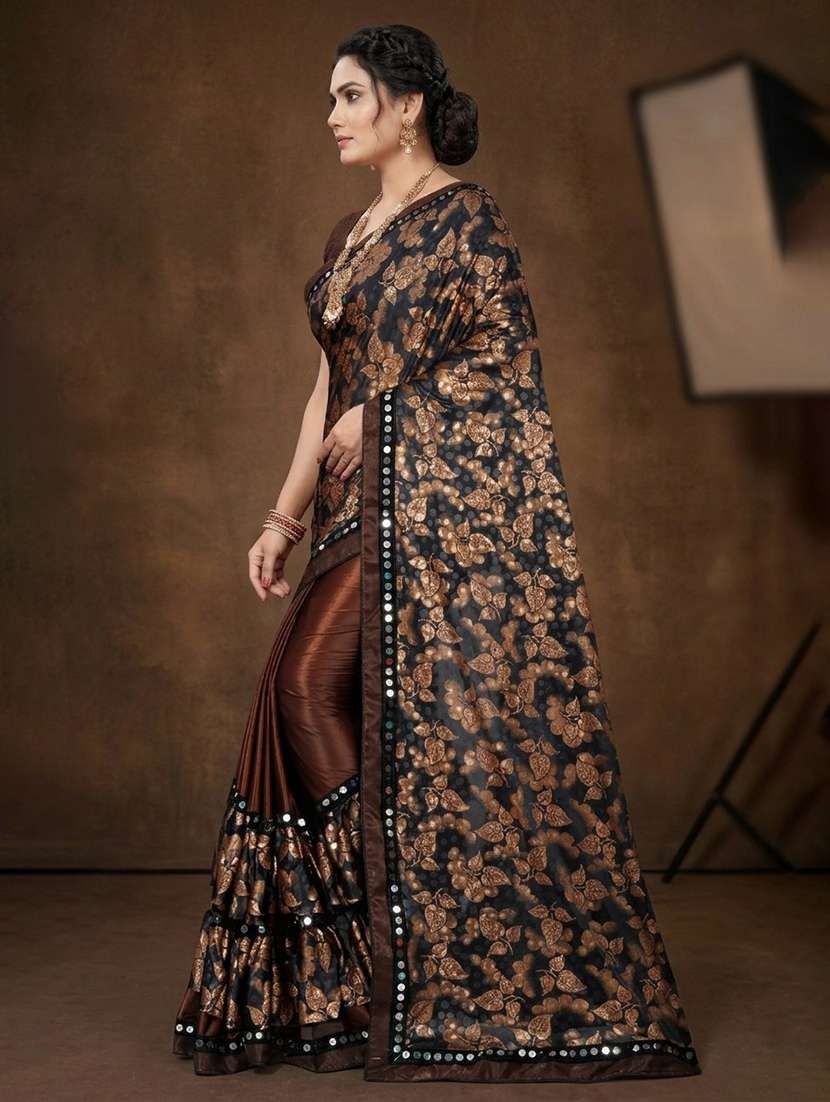 women's self design brown colored saree with blouse - 20183717 -  Standard Image - 1
