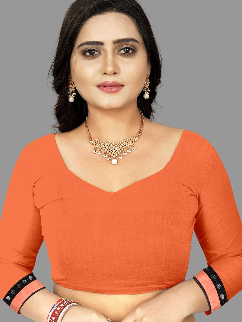 Women's Self Design Orange Colored Saree With Blouse - 20183756 -  Standard Image - 4