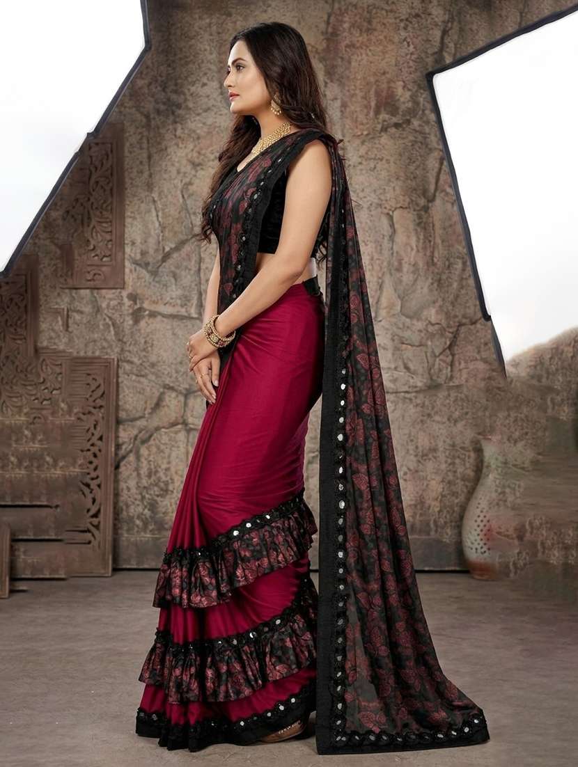 women's self design maroon colored saree with blouse - 20183780 -  Standard Image - 1