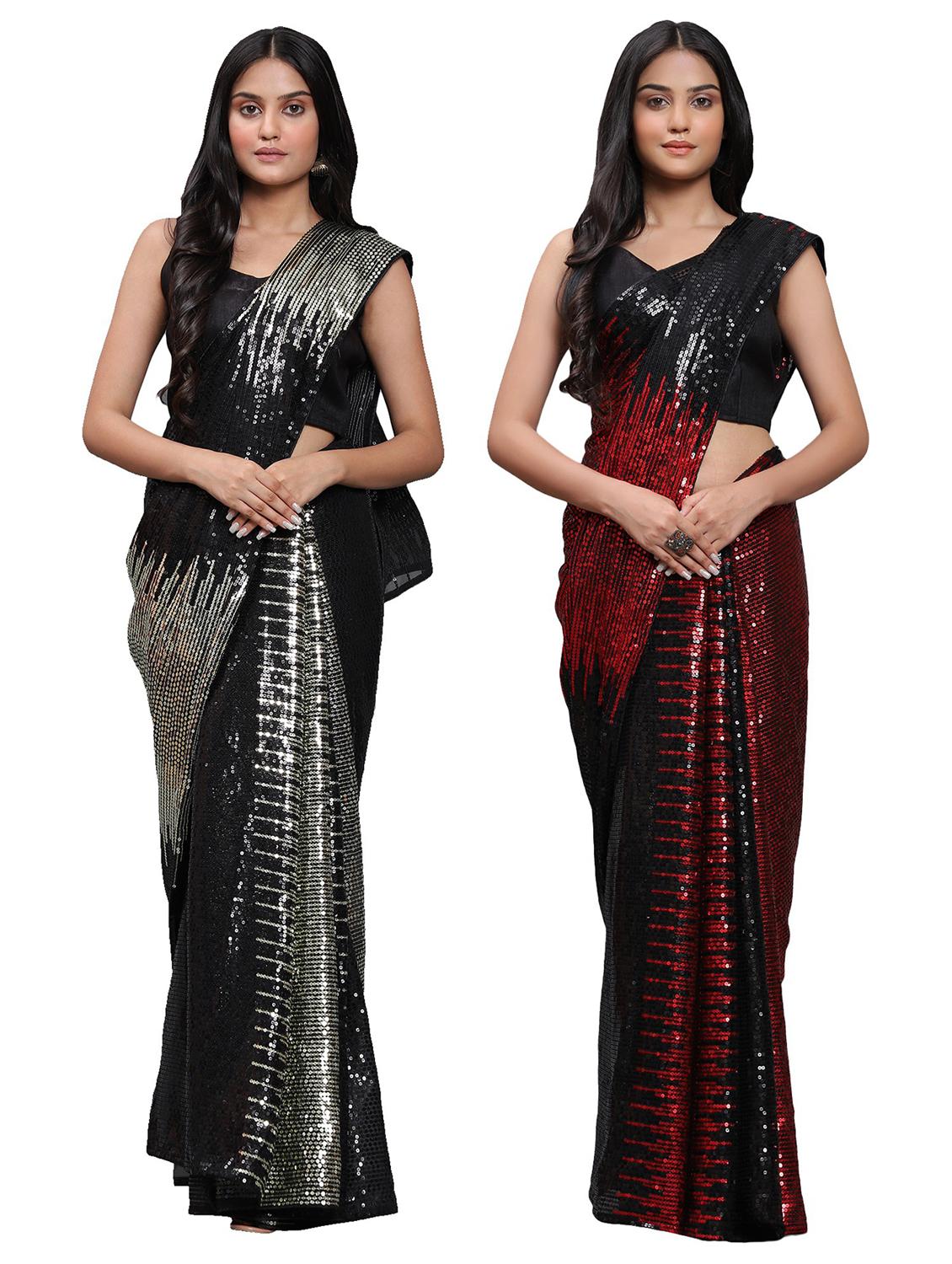 women pack of 2 party wear combo sarees with blouse - 20183838 - Zoom Image - 0