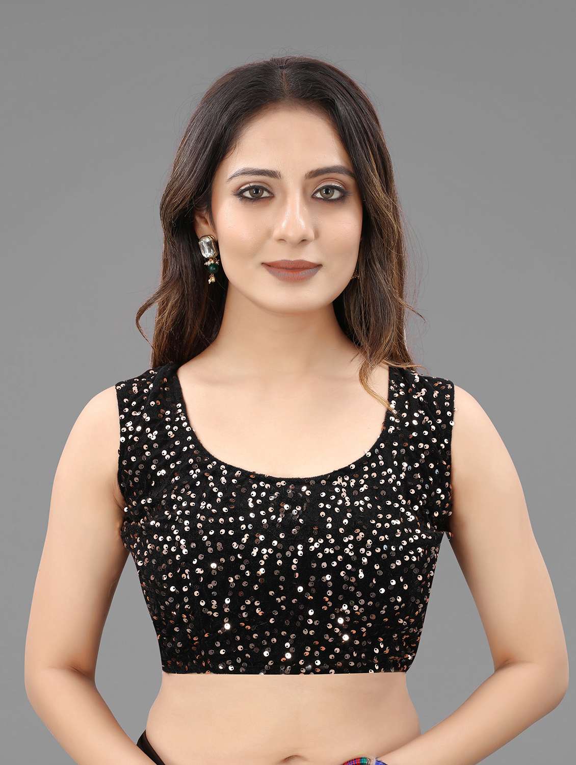 women's solid with work navy blue colored saree with blouse - 20183894 -  Standard Image - 4