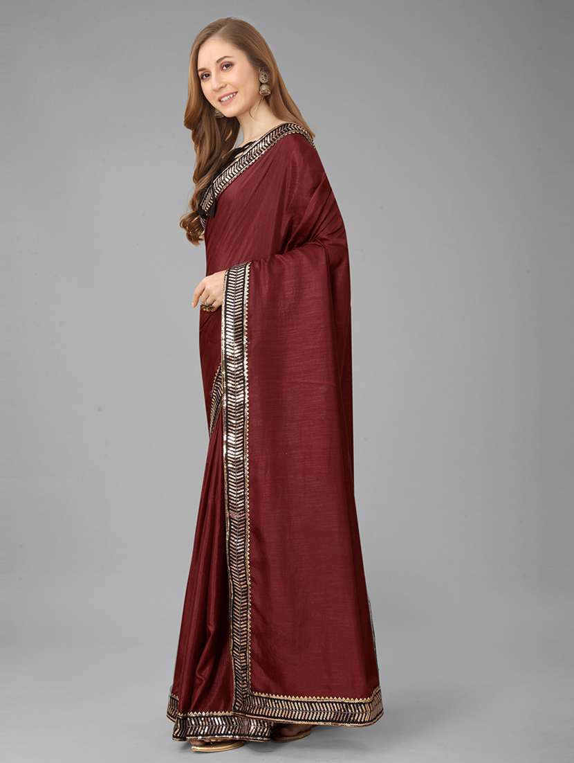 women's bordered royal blue colored saree with blouse