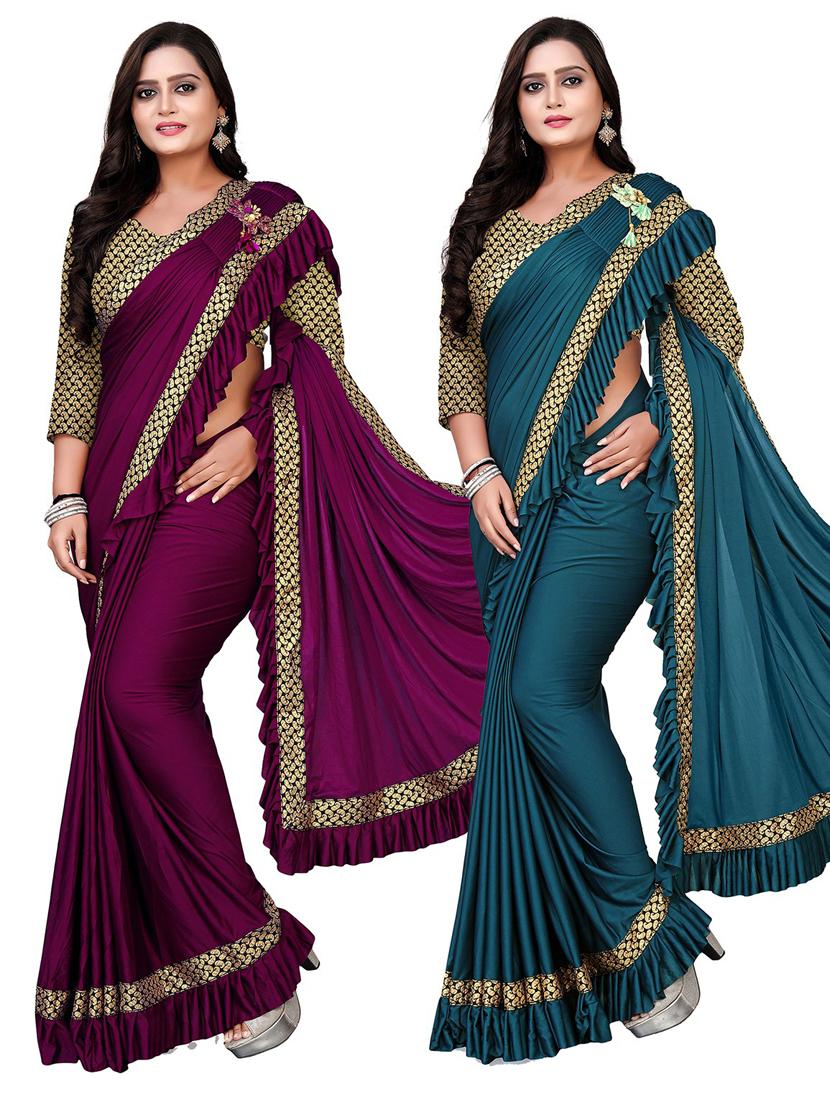 women's saree combo with blouse - 20184085 -  Zoom Image - 0
