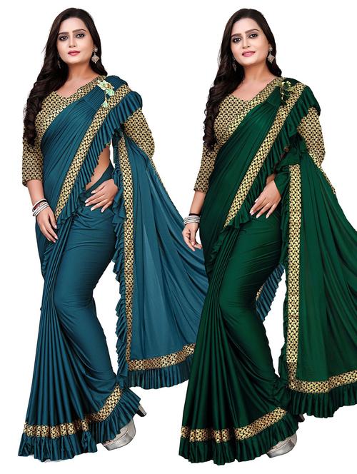 women pack of 2 party wear combo sarees with blouse - 20184100 -  Standard Image - 0