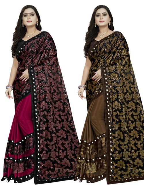 women pack of 2 printed saree with blouse - 20184153 -  Standard Image - 0