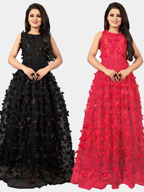 pack of 2 self design semi-stitched gown - 20184272 - Standard Image - 0