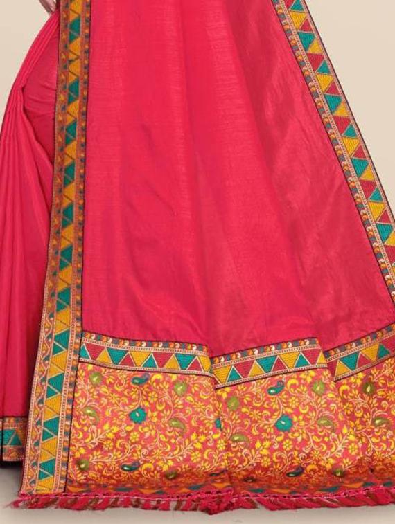 red self design woven saree with blouse - 20184345 - Standard Image - 4