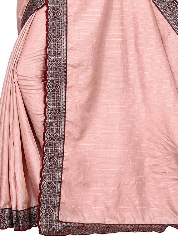 pink self design woven saree with blouse - 20184381 - Standard Image - 4