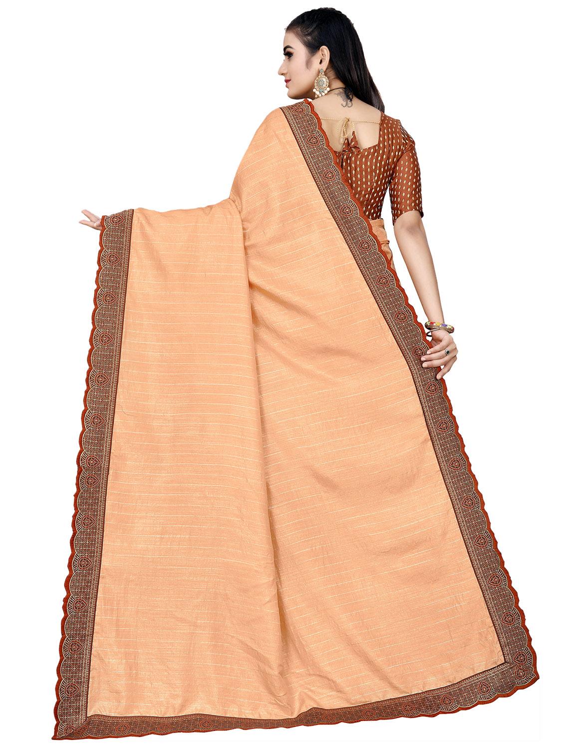 peach self design woven saree with blouse - 20184391 -  Standard Image - 1