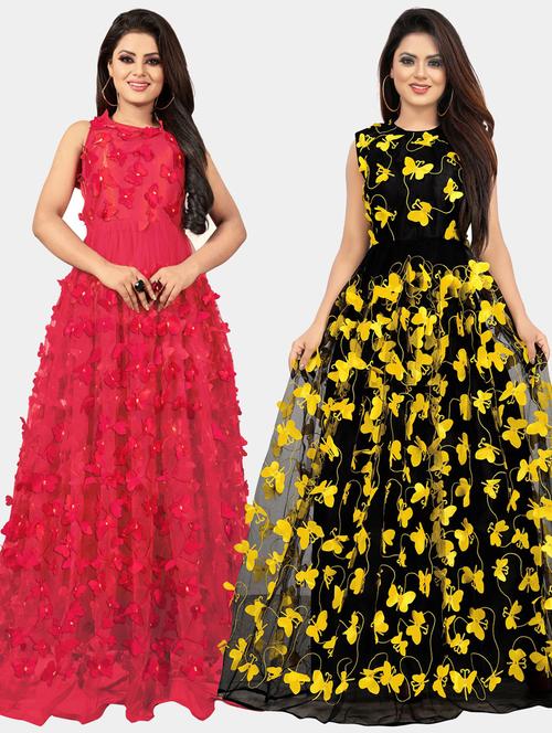 pack of 2 self design semi-stitched gown  - 20184421 -  Standard Image - 0
