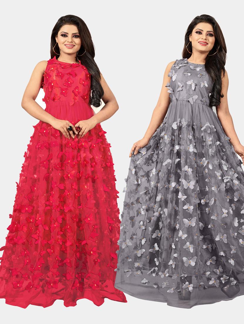 pack of 2 self design semi-stitched gown  - 20184426 -  Zoom Image - 0