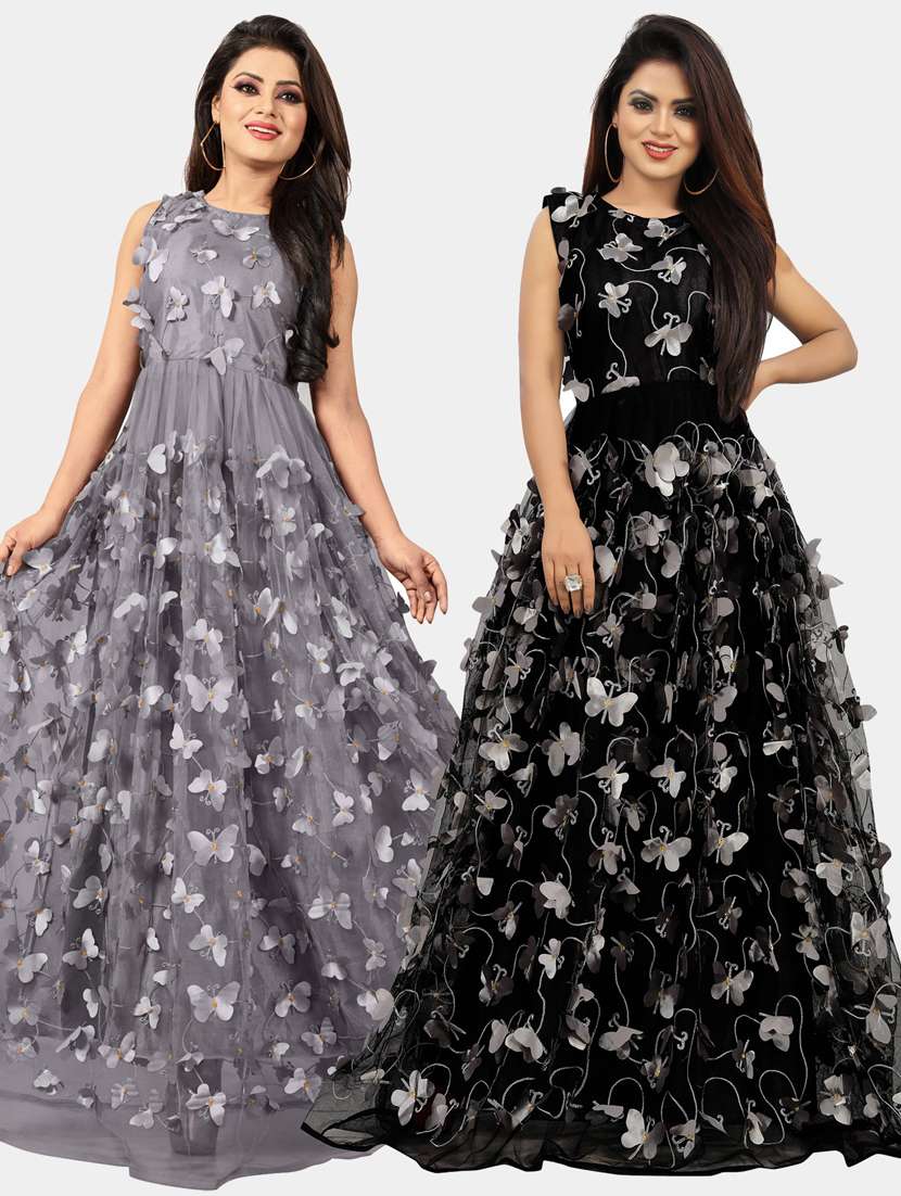 pack of 2 self design a-line gowns