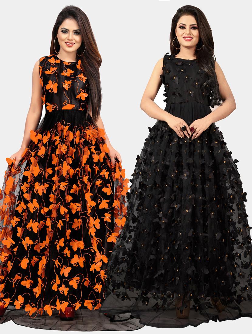 pack of 2 self design a-line gowns - 20184458 - Zoom Image - 0