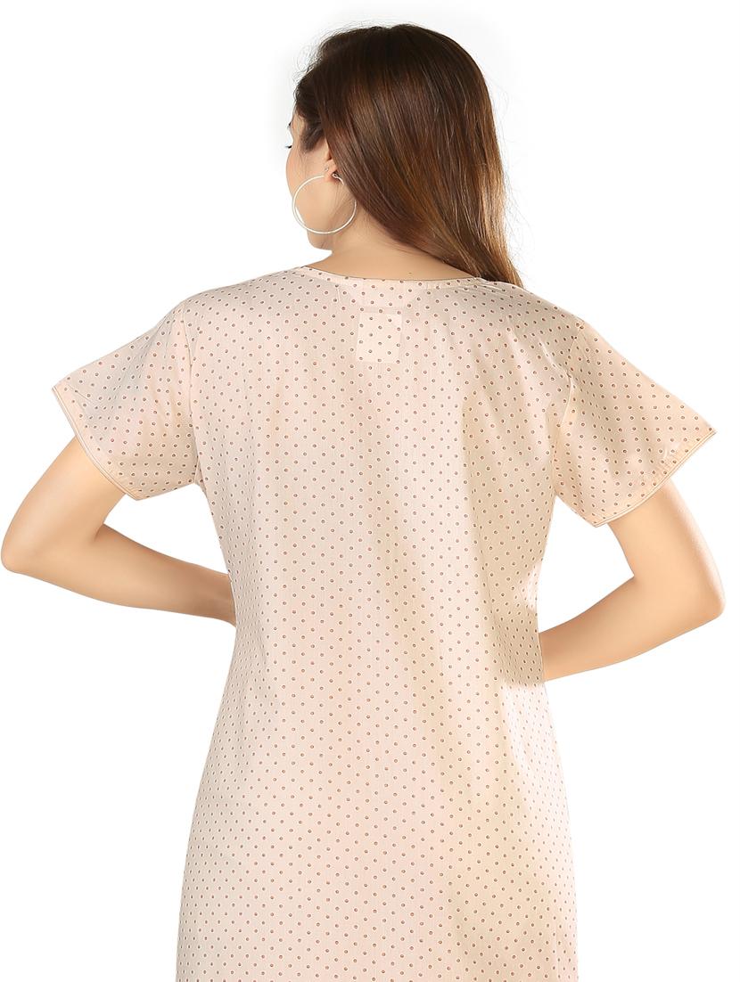 pink printed notch neck short sleeves nighty - 20184573 - Standard Image - 4