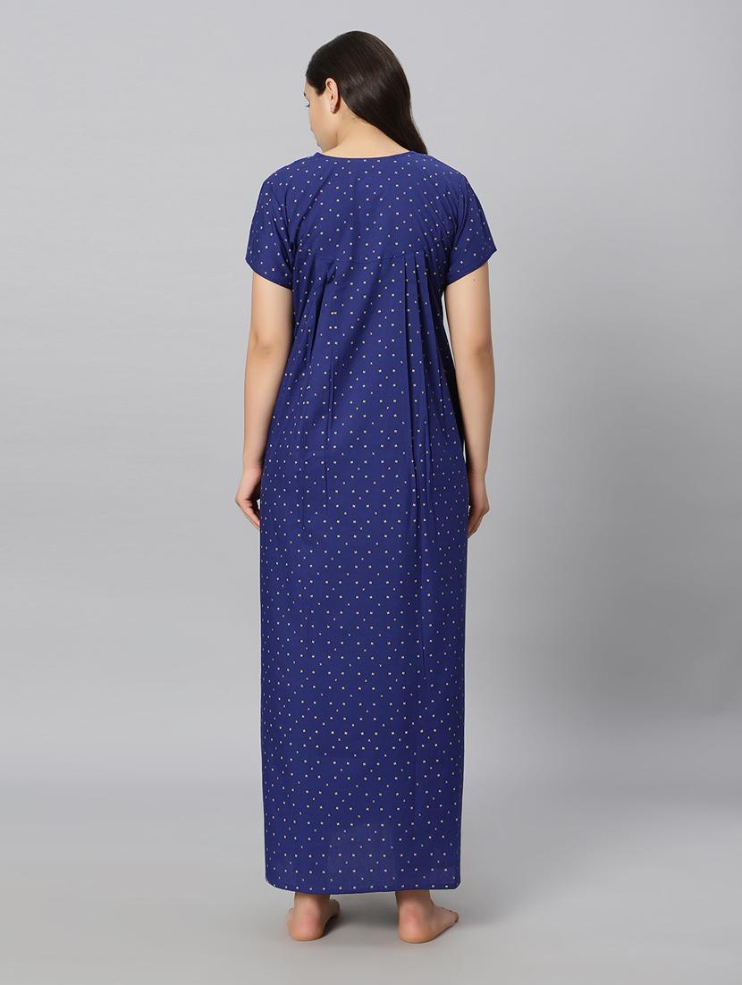 blue printed short sleeves nighty - 20184698 - Standard Image - 4