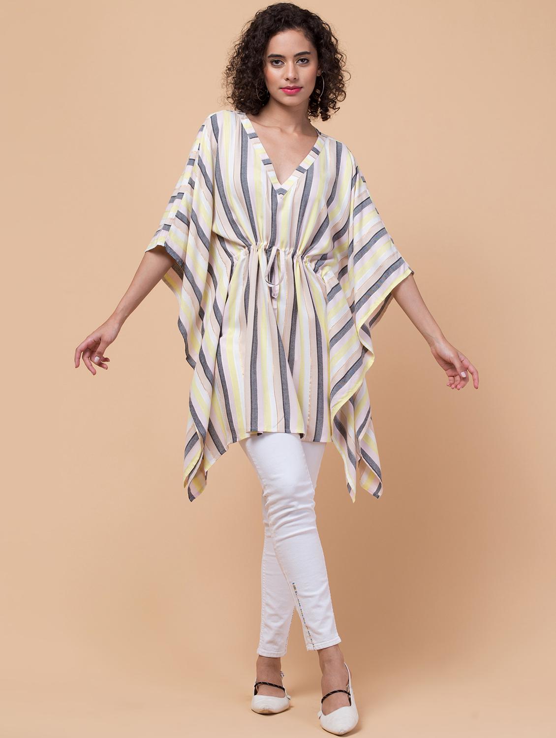 v-neck striped tunic kaftan - 20184728 - Standard Image - 4