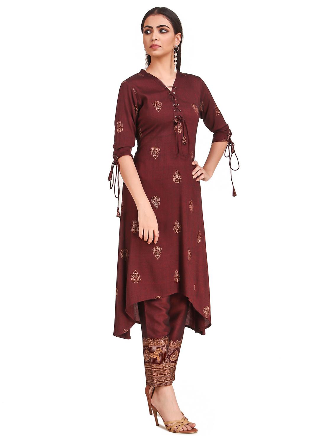 foil printed kurta pant set - 20185149 - Standard Image - 1