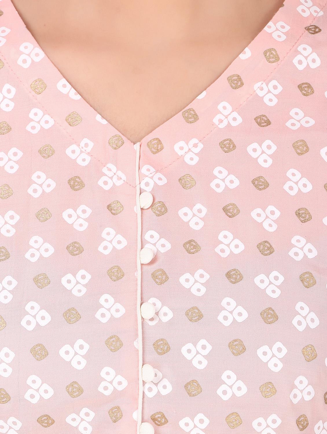 pink printed v neck printed kurta pant set - 20185151 - Standard Image - 4