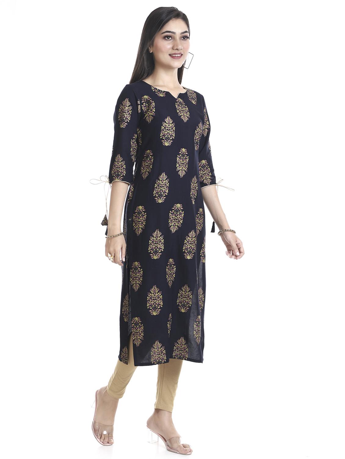 round neck printed straight kurta - 20186145 -  Standard Image - 1