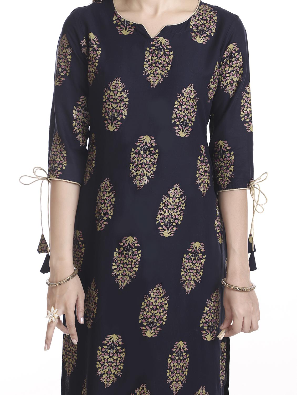 round neck printed straight kurta - 20186145 - Standard Image - 4