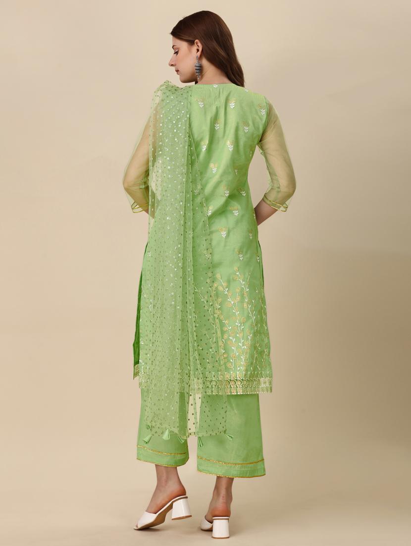 self design kurta palazzo set with dupatta - 20187210 - Standard Image - 1