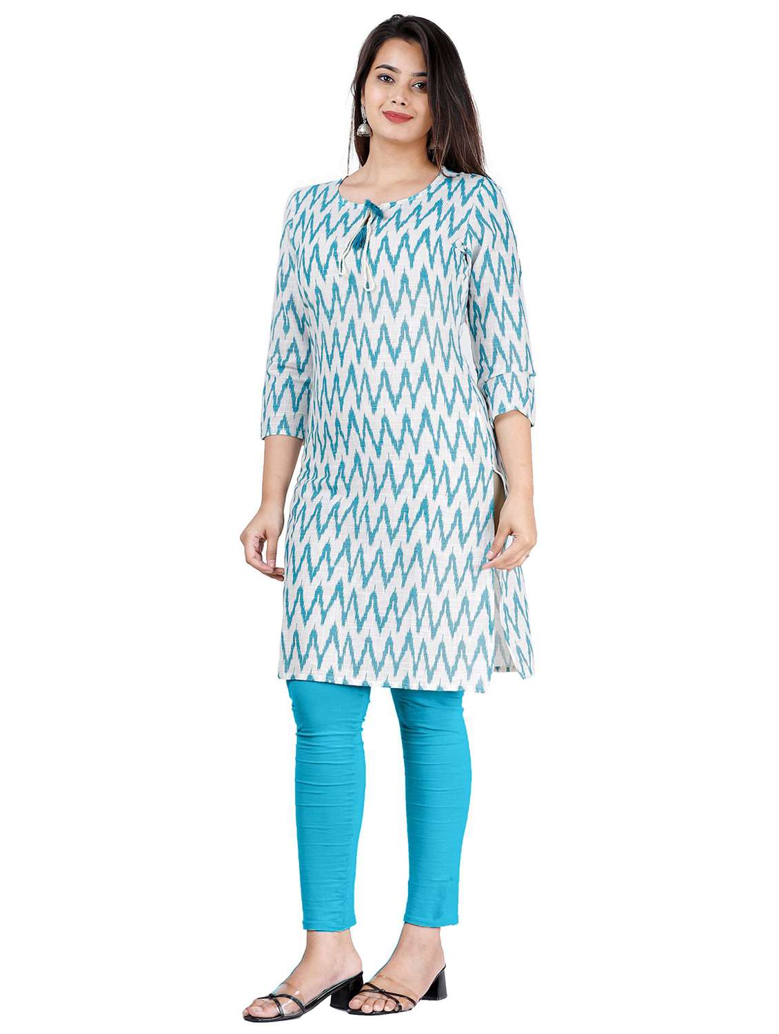 white cotton blend straight kurta - 20187413 - Standard Image - 1