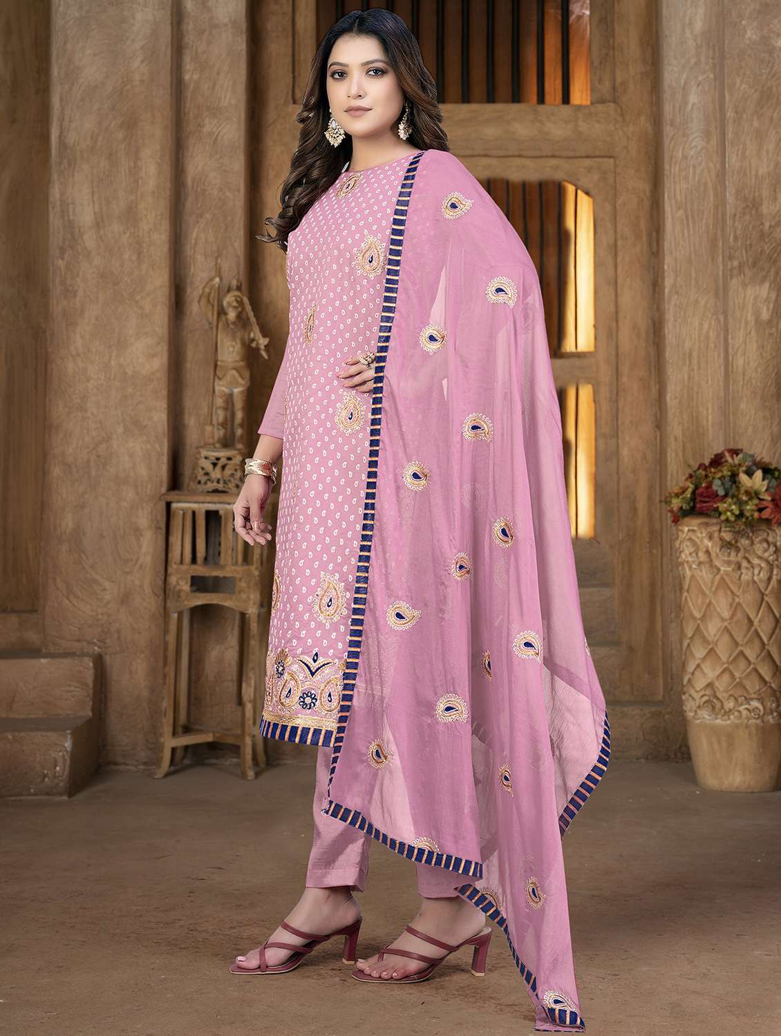 embroidered unstitched salwar suit set - 20187749 -  Standard Image - 1