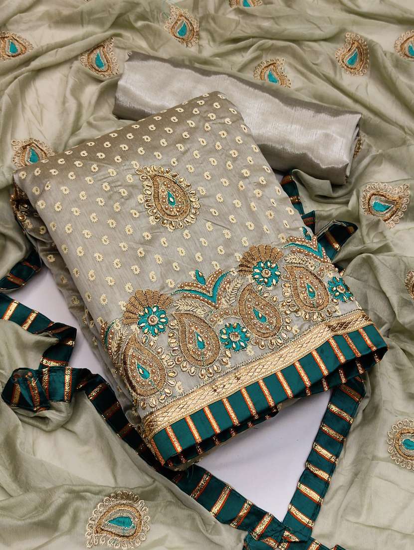 embroidered unstitched salwar suit set