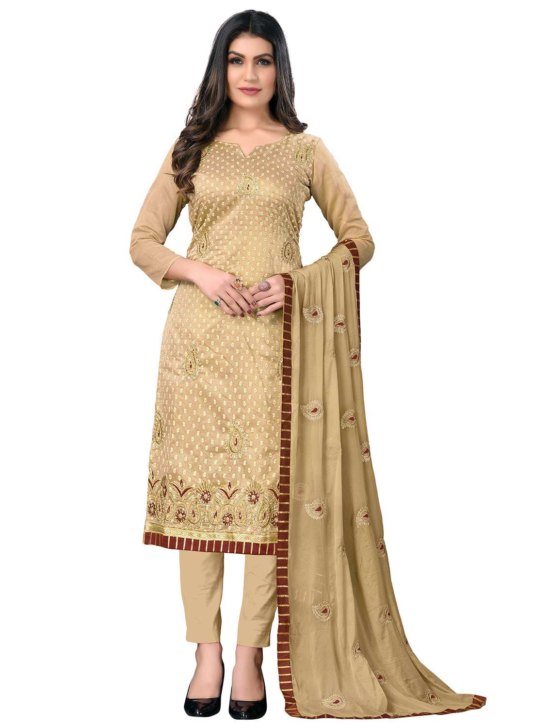 embroidered unstitched salwar suit set