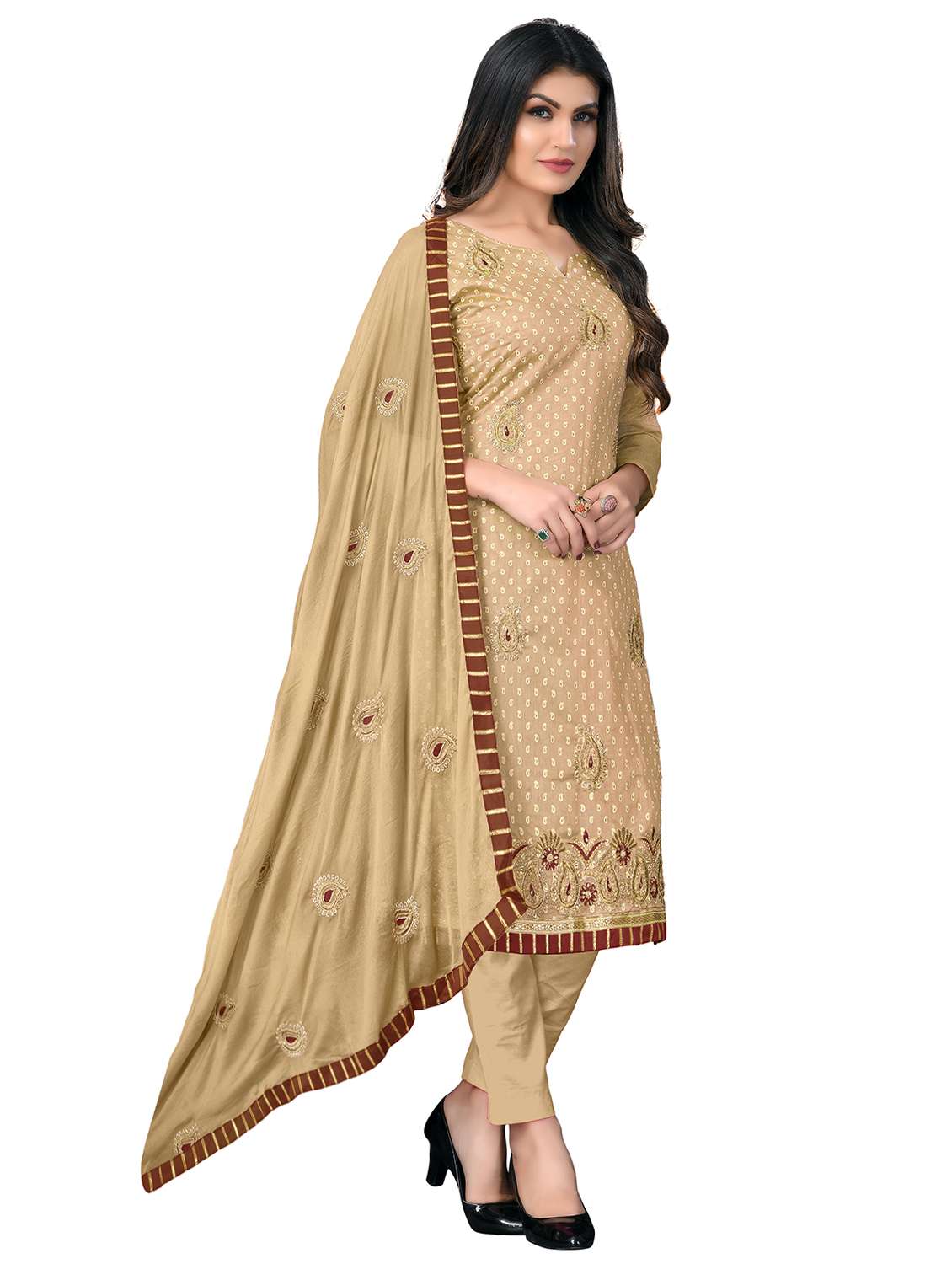 embroidered unstitched salwar suit set - 20187781 -  Standard Image - 1