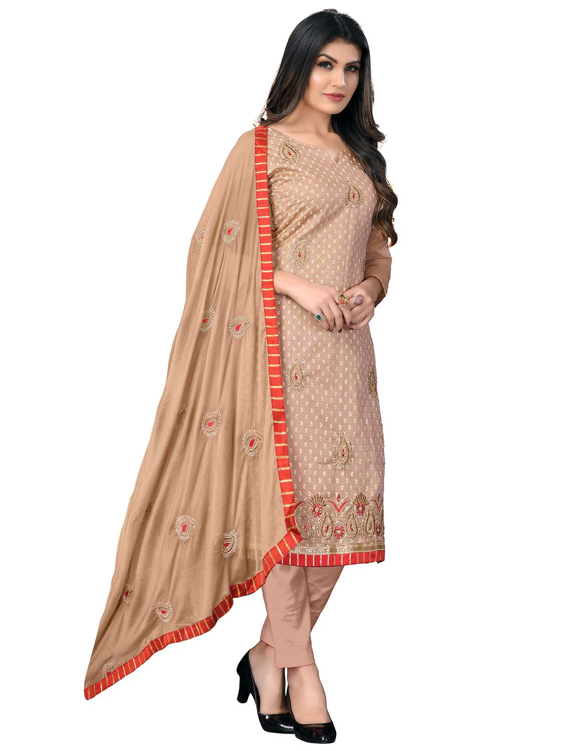 embroidered unstitched salwar suit set - 20187785 -  Standard Image - 1