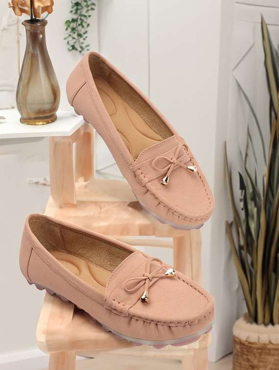 pink synthetic slip on loafers - 20187953 -  Standard Image - 1