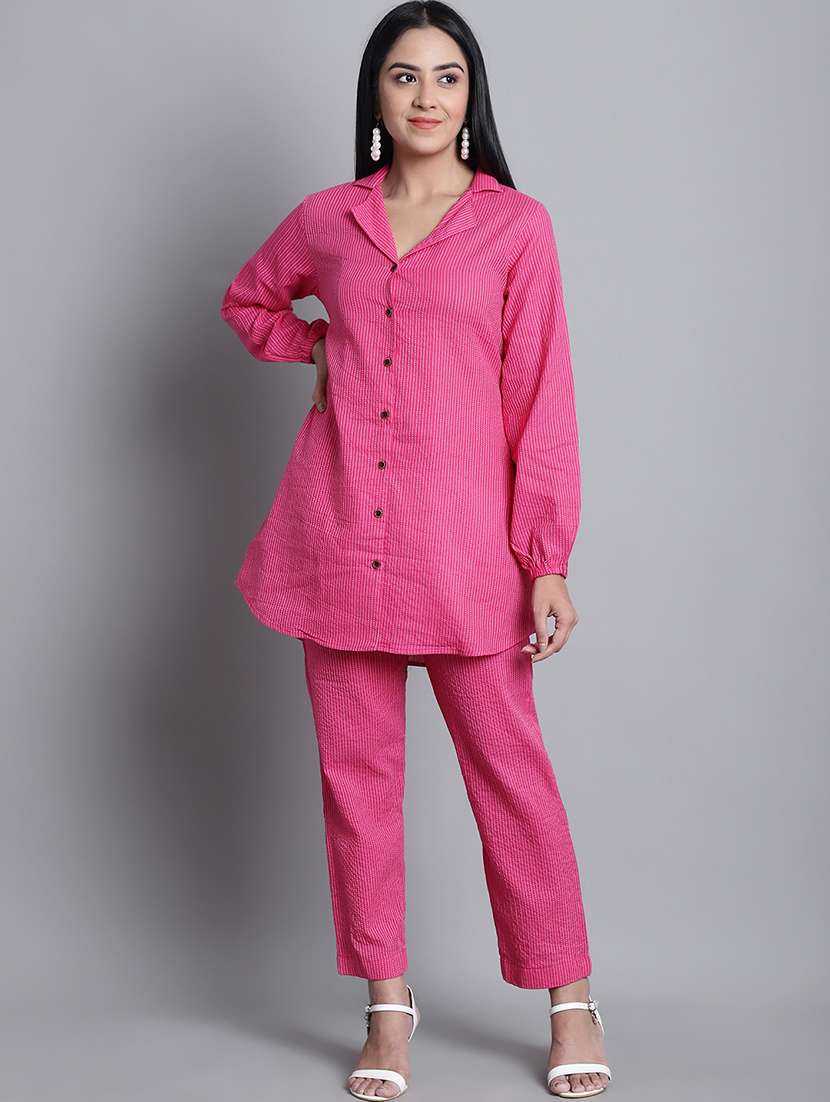 stripes printed top & trouser co-ords set 