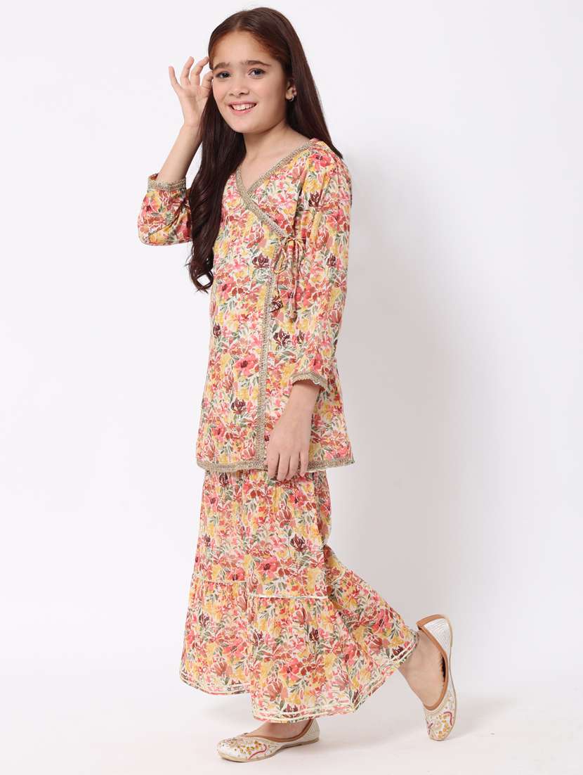 girls multi color printed kurta sharara set - 20188064 -  Standard Image - 1