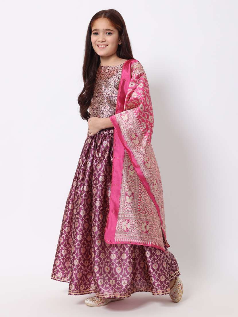 girls purple lehenga choli set with dupatta - 20188074 -  Standard Image - 1