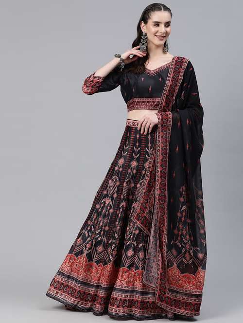printed flared lehenga choli set with dupatta  - 20188099 -  Standard Image - 0