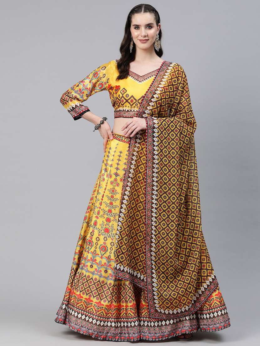 printed flared lehenga choli set with dupatta - 20188101 - Zoom Image - 0