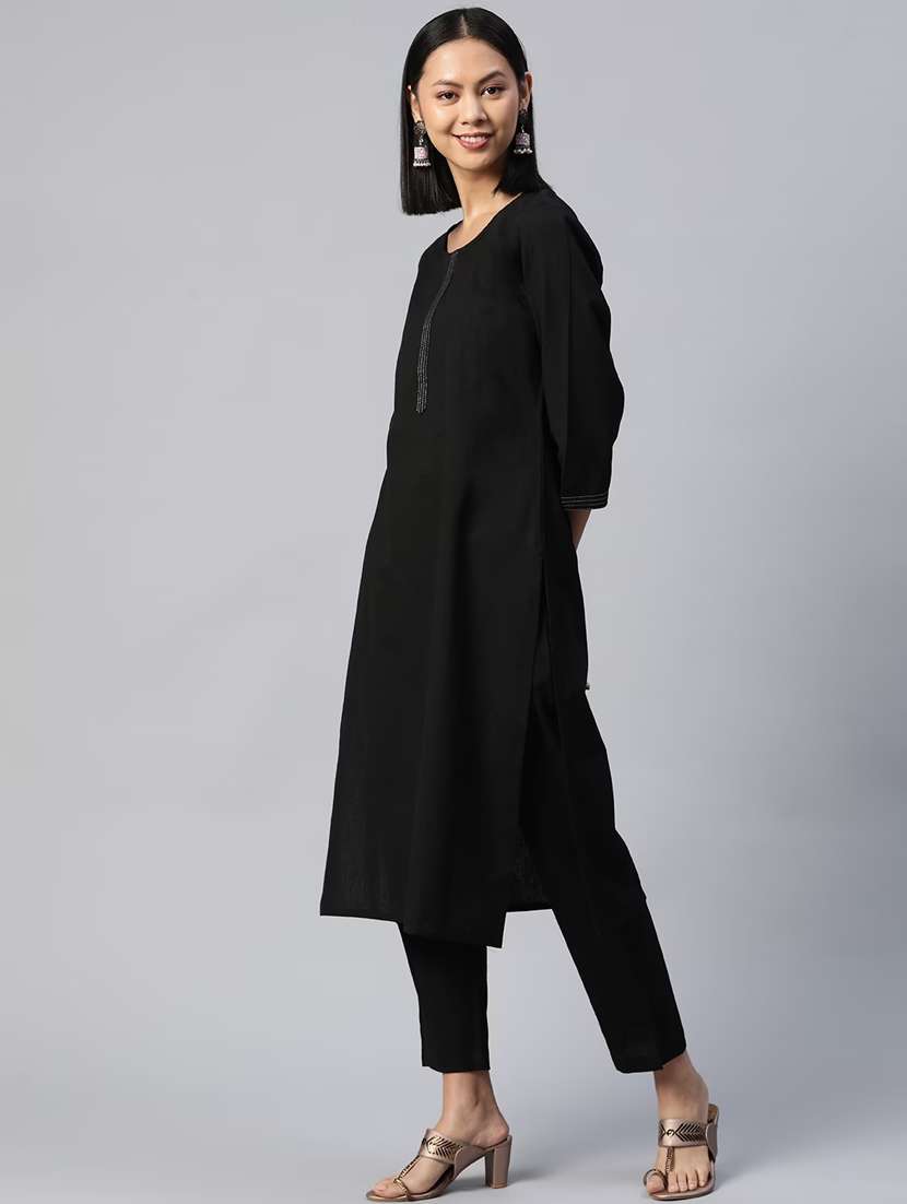 women three quarter sleeve kurta pant with dupatta set - 20188128 -  Standard Image - 1