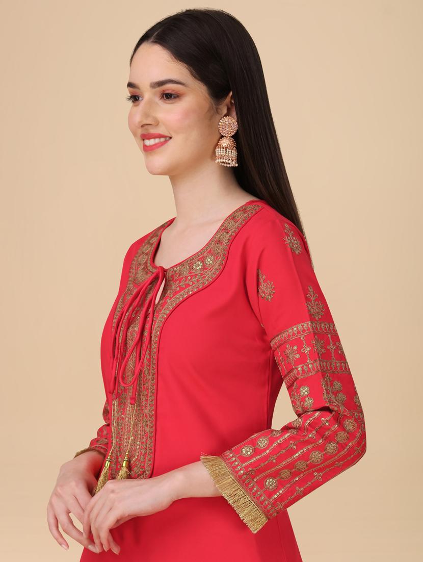 pink colored kurta palazzo set - 20188730 - Standard Image - 6