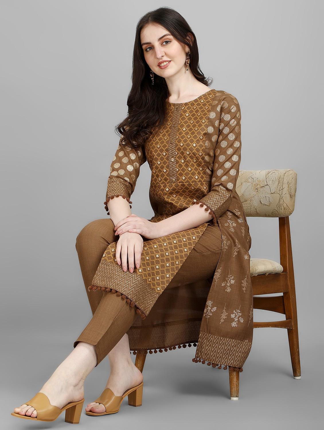 printed kurta pant set with dupatta - 20188747 - Standard Image - 1