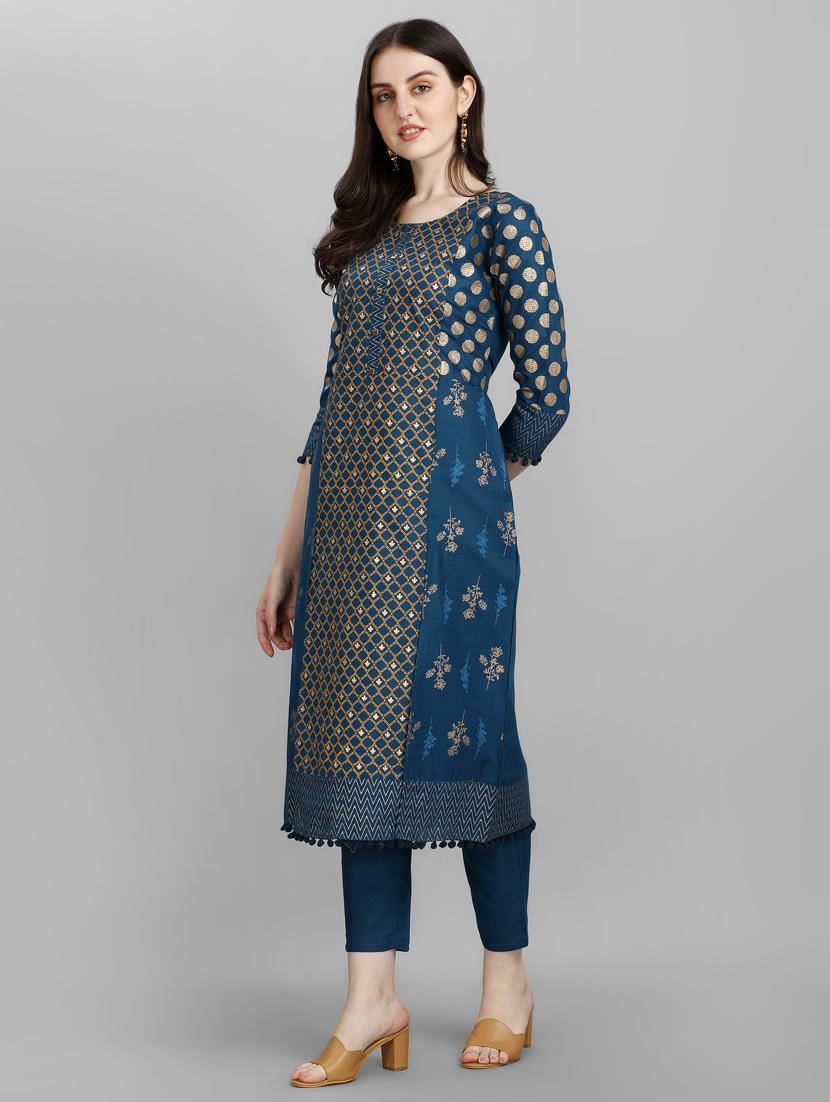 teal colored kurta pant set - 20188748 - Standard Image - 1