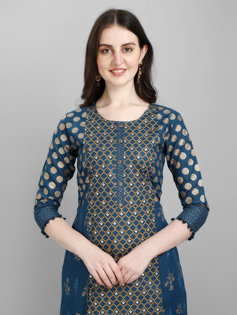 teal colored kurta pant set - 20188748 - Standard Image - 6