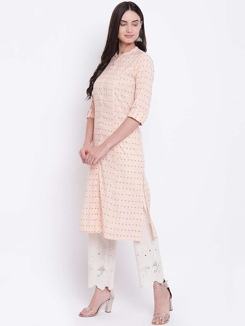peach colored straight kurta - 20188798 -  Standard Image - 1
